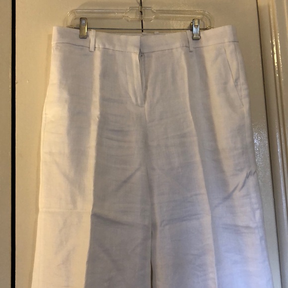 J. Crew size 10 white linen wide cropped pants - Picture 2 of 7